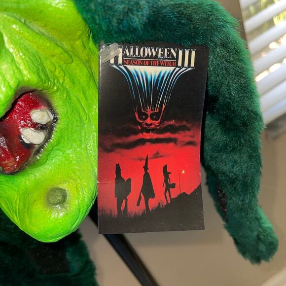 HALLOWEEN III HORROR MOVIE GREEN WITCH LATEX MASK WITH HOOD COSTUME NWT - Picture 5 of 6